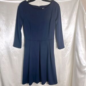 Women’s Navy Blue Dress Small Business Casual 3/4 Sleeves w/ Pockets MERONA